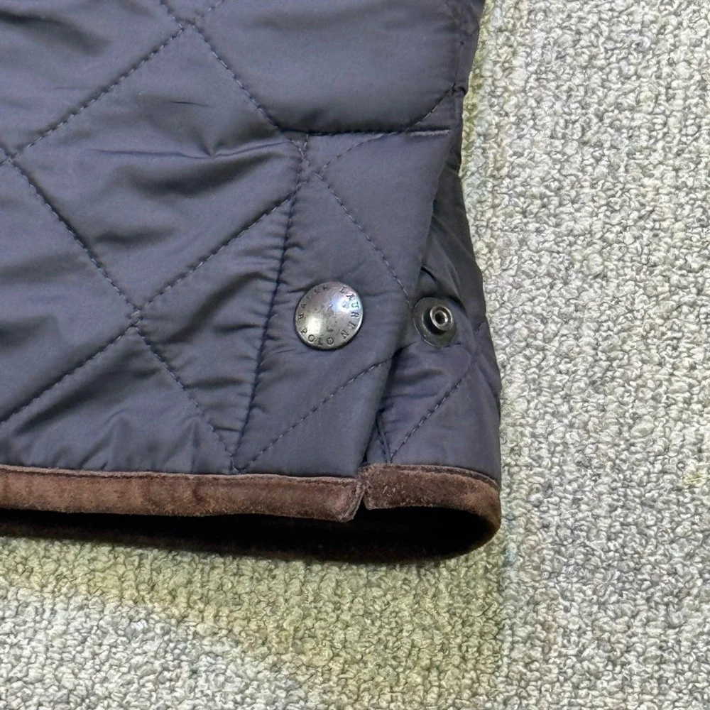 Polo Ralph Lauren Mens XL Quilted‎ Barn Jacket Brown Suede Trim Fleece Vintage